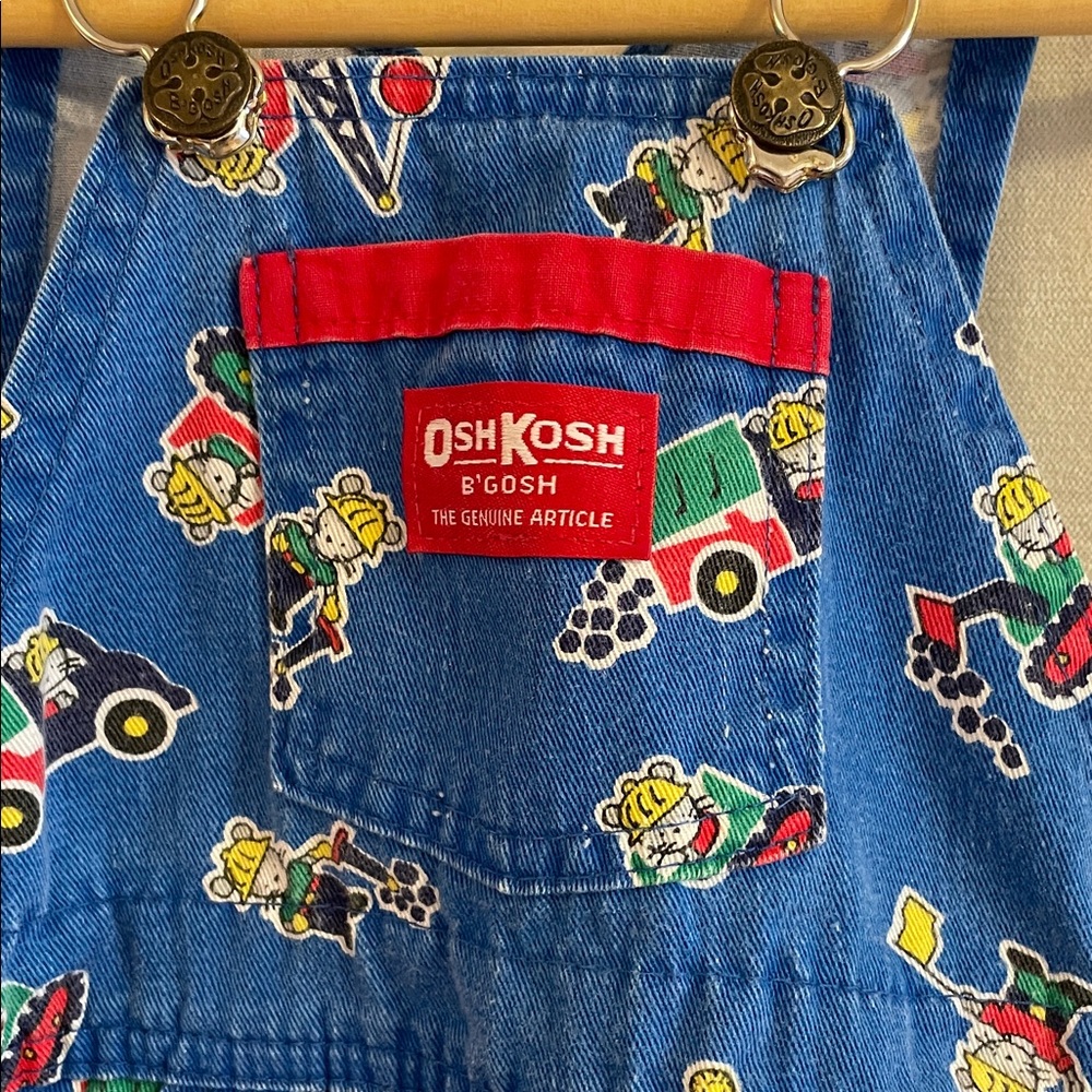 Vintage OshKosh B'gosh Blue Kids Overalls "Mice at work" - Picture 4 of 11